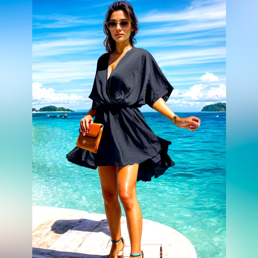 Surplice Half Sleeve Mini Dress